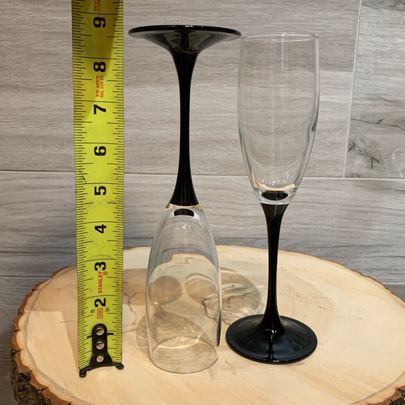Set of 4 Luminarc VINTAGE Black Stem Champagne Glasses / Flutes made in France - Picture 5 of 7